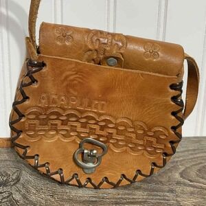 70s Vintage Mexican Hand Tooled Leather Bag Boho Western Floral